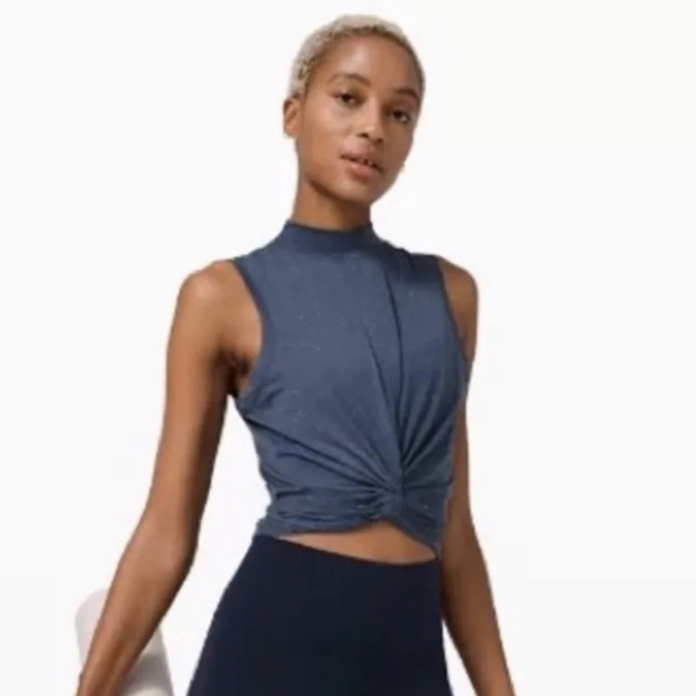 Lululemon Time to Restore Mock Neck Wrap Around Tie Back Tank Top Small